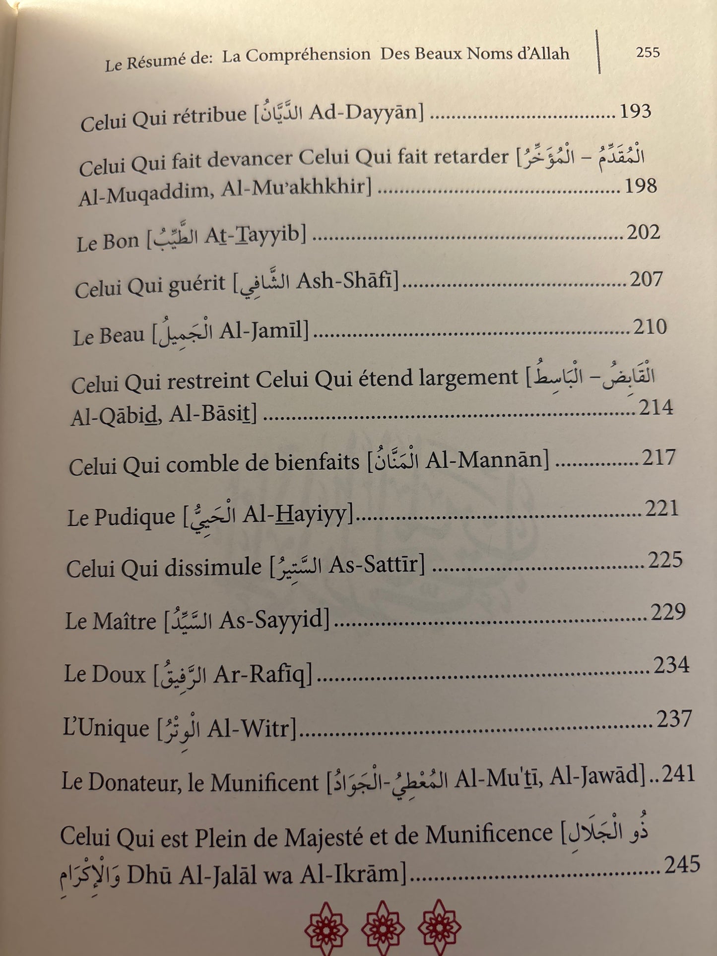 Le Résumé De La Compréhension Des Beaux Noms D'Allah